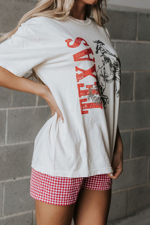 Texas Western Boot Graphic Print Crew Neck T Shirt