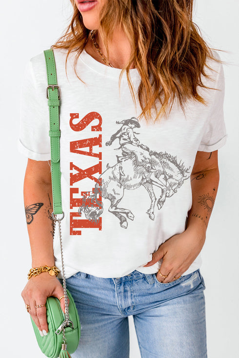 Texas Western Boot Graphic Print Crew Neck T Shirt