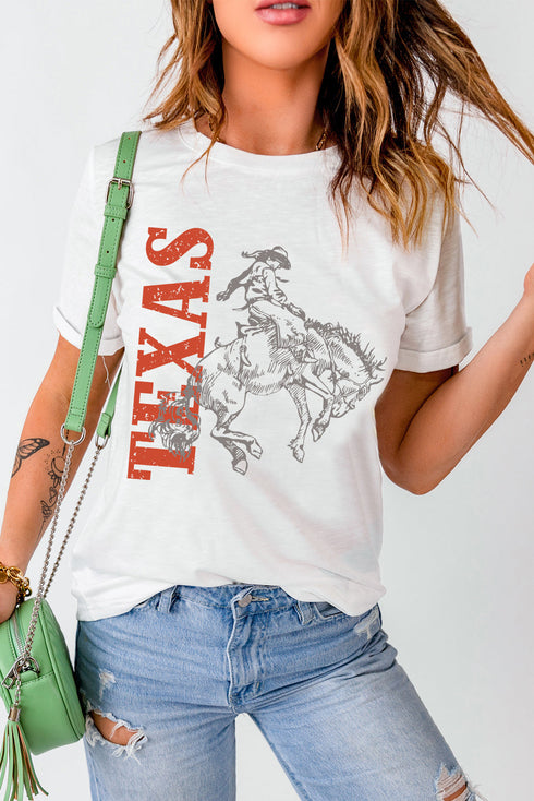 Texas Western Boot Graphic Print Crew Neck T Shirt