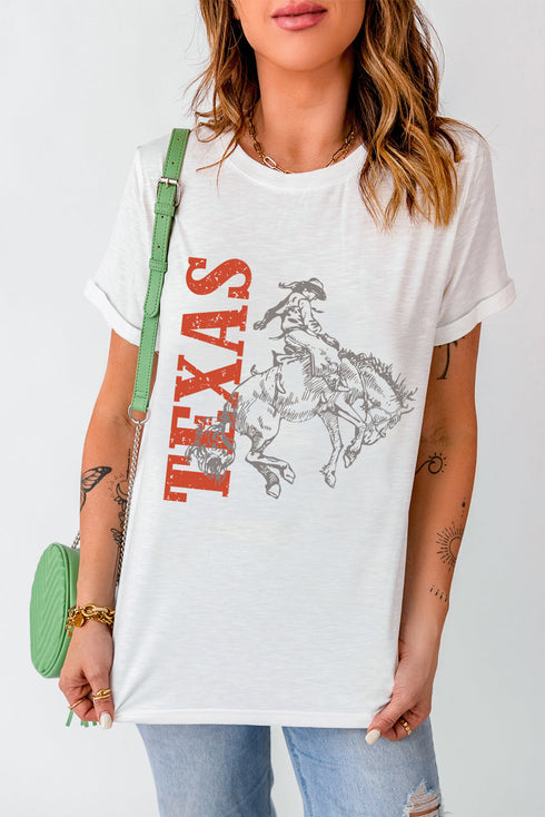 Texas Western Boot Graphic Print Crew Neck T Shirt