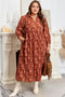 Textured 3D Flower Ruffle Hem Plus Size Maxi Dress