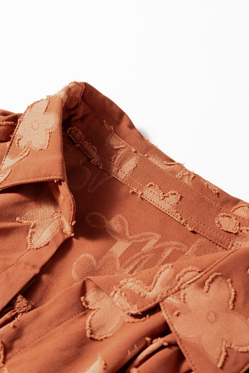 Textured 3D Flower Ruffle Hem Plus Size Maxi Dress