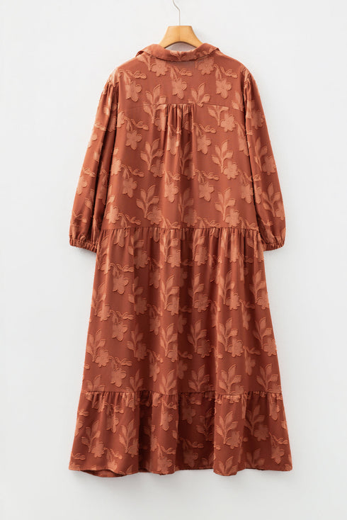 Textured 3D Flower Ruffle Hem Plus Size Maxi Dress