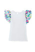 Textured Abstract Print Voluminous Puff Sleeve Top