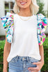 Textured Abstract Print Voluminous Puff Sleeve Top