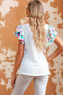 Textured Abstract Print Voluminous Puff Sleeve Top