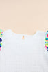 Textured Abstract Print Voluminous Puff Sleeve Top