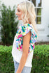 Textured Abstract Print Voluminous Puff Sleeve Top