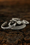 Textured Alloy Rhinestone Adjustable Opening Trio Ring Set