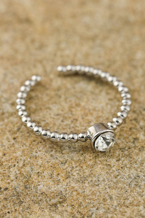 Textured Alloy Rhinestone Adjustable Opening Trio Ring Set