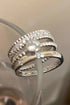 Textured Alloy Rhinestone Adjustable Opening Trio Ring Set