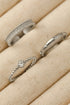 Textured Alloy Rhinestone Adjustable Opening Trio Ring Set
