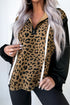 Textured Animal Print Contrast Stitch Quarter Zip Pullover