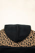 Textured Animal Print Contrast Stitch Quarter Zip Pullover