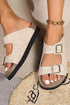 Textured Animal Print Double Buckle Strap Slide Slippers