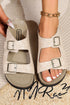 Textured Animal Print Double Buckle Strap Slide Slippers