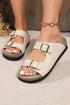 Textured Animal Print Double Buckle Strap Slide Slippers