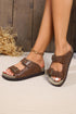 Textured Animal Print Double Buckle Strap Slide Slippers