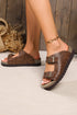 Textured Animal Print Double Buckle Strap Slide Slippers