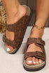 Textured Animal Print Double Buckle Strap Slide Slippers