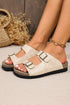 Textured Animal Print Double Buckle Strap Slide Slippers
