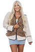 Textured Animal Print Mixed Media Hooded Jacket