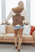 Textured Animal Print Mixed Media Hooded Jacket