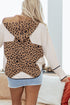 Textured Animal Print Mixed Media Hooded Jacket