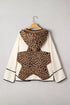 Textured Animal Print Mixed Media Hooded Jacket