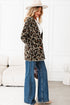 Textured Animal Print Open Front Pocketed Cardigan