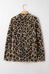 Textured Animal Print Open Front Pocketed Cardigan