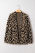 Textured Animal Print Open Front Pocketed Cardigan