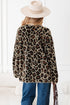 Textured Animal Print Open Front Pocketed Cardigan