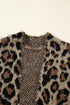 Textured Animal Print Open Front Pocketed Cardigan