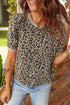 Textured Animal Print Short Sleeve Crew Neck Top