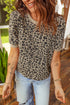 Textured Animal Print Short Sleeve Crew Neck Top
