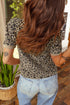 Textured Animal Print Short Sleeve Crew Neck Top