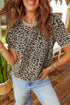 Textured Animal Print Short Sleeve Crew Neck Top
