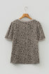 Textured Animal Print Short Sleeve Crew Neck Top