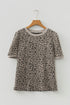 Textured Animal Print Short Sleeve Crew Neck Top