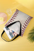 Textured Baseball Stitch Detail Rope Handle Tote Bag