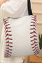 Textured Baseball Stitch Detail Rope Handle Tote Bag