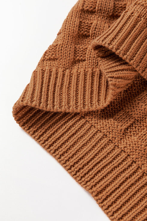 Textured Basketweave Knit Cap Sleeve Sweater Top