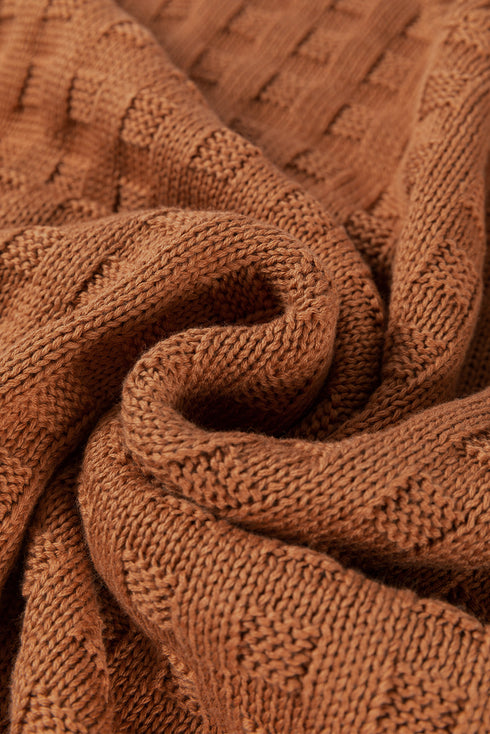 Textured Basketweave Knit Cap Sleeve Sweater Top