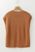 Textured Basketweave Knit Cap Sleeve Sweater Top