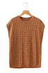 Textured Basketweave Knit Cap Sleeve Sweater Top