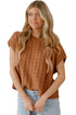 Textured Basketweave Knit Cap Sleeve Sweater Top