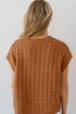 Textured Basketweave Knit Cap Sleeve Sweater Top