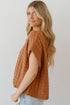 Textured Basketweave Knit Cap Sleeve Sweater Top
