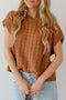 Textured Basketweave Knit Cap Sleeve Sweater Top